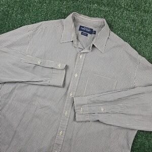 Polo Golf Ralph Lauren Mens Large Black White Check Cotton Button Down Shirt